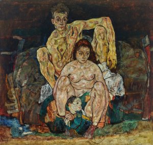 Kauerndes Menschenpaar by Egon Schiele Oil Painting