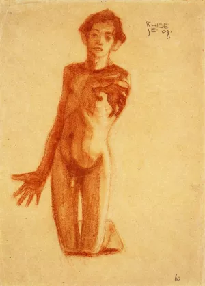 Kneeling Young Man by Egon Schiele Oil Painting