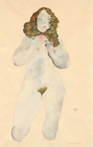 Kniender weiblicher Akt by Egon Schiele Oil Painting