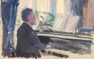 Leopold Czihaczek am Klavier by Egon Schiele Oil Painting