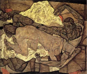 Lovers: Man and Woman I by Egon Schiele Oil Painting