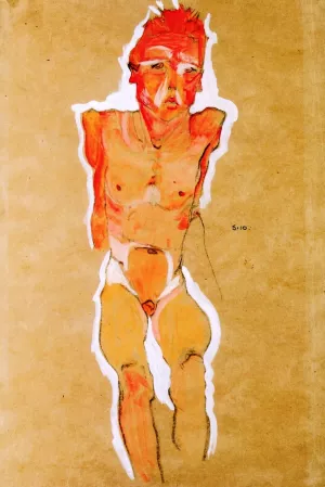 Male Nude with Truncated Arms painting by Egon Schiele