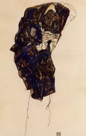Man Bencind Down Deeply by Egon Schiele - Oil Painting Reproduction