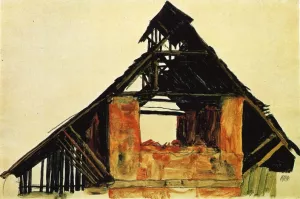 Old Brick House in Carinthia by Egon Schiele - Oil Painting Reproduction