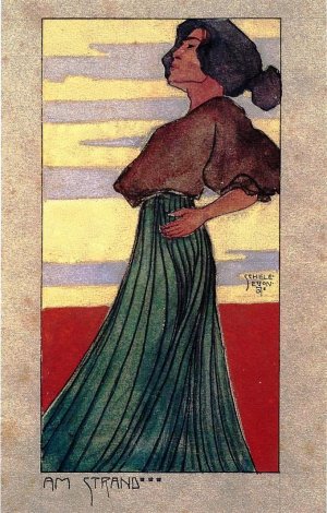 On the Beach - Moonlight by Egon Schiele Oil Painting