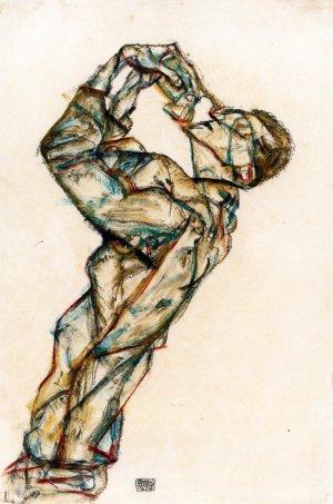 Pierrot - Self-Portrait Oil painting by Egon Schiele