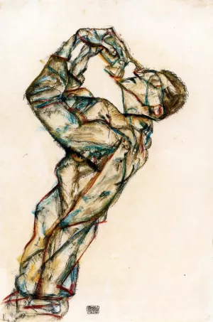 Pierrot - Self-Portrait Oil painting by Egon Schiele