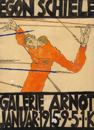 Plakat der Schiele-Ausstellung in der Galerie Arnot by Egon Schiele Oil Painting