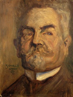 Portrait of Leopold Czihaczek also known as Head of a Bearded Man I Oil painting by Egon Schiele