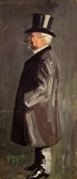 Portrait of Leopold Czihaczek, in Profile Facing Left by Egon Schiele Oil Painting