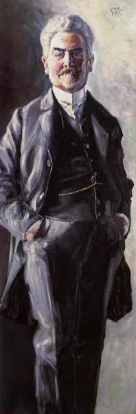 Portrait of Leopold Czihaczek, Standing Oil painting by Egon Schiele