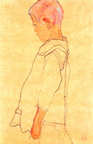 Profile of a Child from the Left Side by Egon Schiele Oil Painting