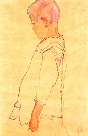 Profile of a Child from the Left Side by Egon Schiele - Oil Painting Reproduction