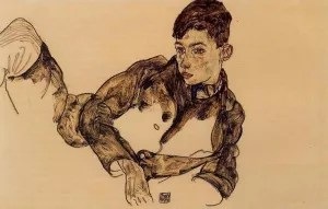 Reclining Boy Leaning on His Elbow by Egon Schiele - Oil Painting Reproduction