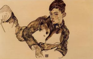 Reclining Boy Leaning on His Elbow Oil painting by Egon Schiele