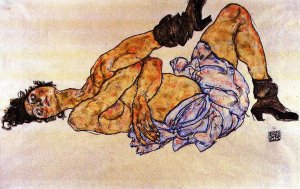 Reclining Female Nude Oil painting by Egon Schiele
