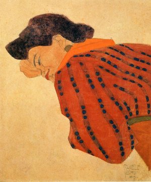 Reclining Woman with Red Blouse Oil painting by Egon Schiele