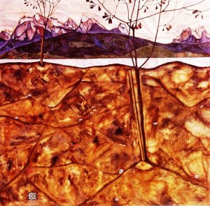 River Landscape by Egon Schiele Oil Painting