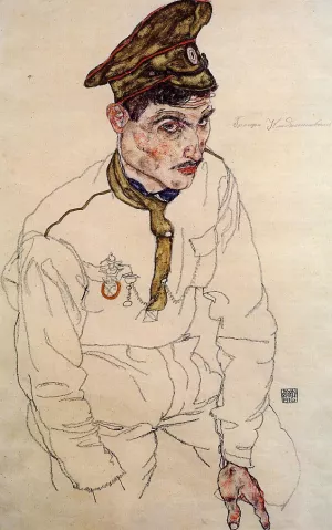 Russian Prisoner of War also known as Grigori Kladjishuli by Egon Schiele Oil Painting