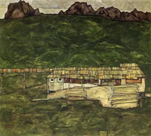 Sawmill Oil painting by Egon Schiele