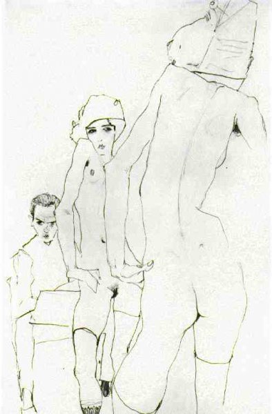 Schiele Drawing Nude Before Mirror