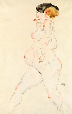 Schwangere Frau mit Kind auf dem Arm by Egon Schiele Oil Painting