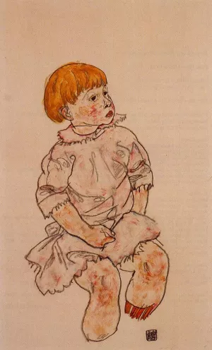 Seated Child: Anton Peschka, Jr by Egon Schiele Oil Painting