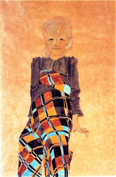Main Product Photo of Seated Girl Painting by Egon Schiele