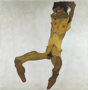 Seated Male Nude by Egon Schiele Oil Painting