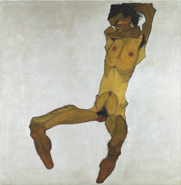 Seated Male Nude  by Egon Schiele - Hand-Painted Oil Painting Reproduction