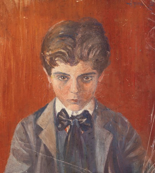 Main Product Photo of Selbstbildnis vor rotem Hintergrund  Painting by Egon Schiele