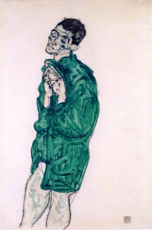 Self-Portrait in Green Shirt with Eyes Closed