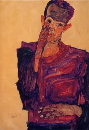 Self Portrait with Hand to Cheek by Egon Schiele - Oil Painting Reproduction