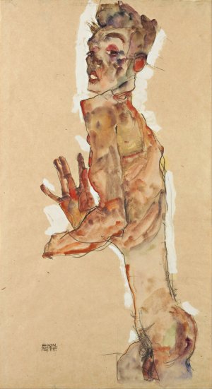 Self-Portrait with Splayed Fingers by Egon Schiele Oil Painting