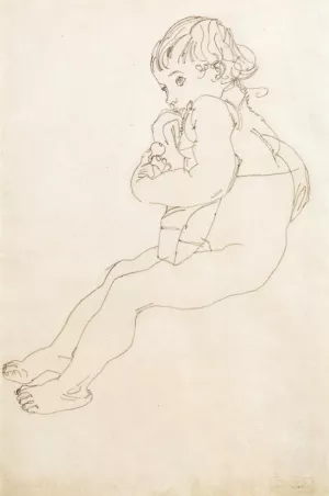 Sitting Child by Egon Schiele - Oil Painting Reproduction