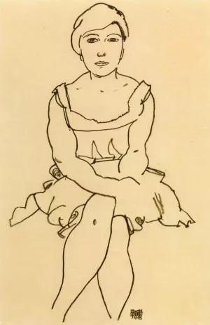 Sitting Woman painting by Egon Schiele