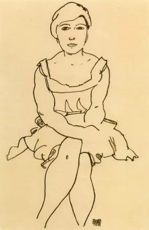 Sitting Woman Oil painting by Egon Schiele
