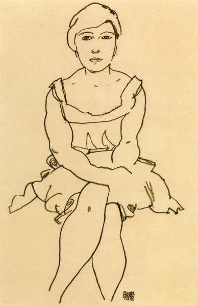 Main Product Photo of Sitting Woman Painting by Egon Schiele