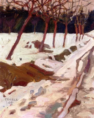 Snow Oil painting by Egon Schiele