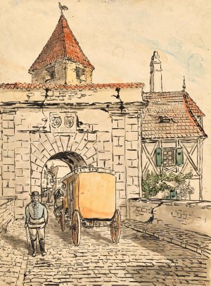 Stadttor mit Kutsche by Egon Schiele Oil Painting