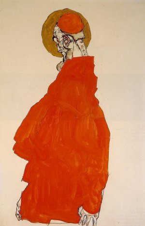 Standing Figure with Halo Oil painting by Egon Schiele