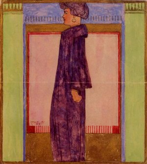 Standing Woman in Profile Oil painting by Egon Schiele
