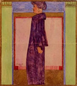 Standing Woman in Profile by Egon Schiele Oil Painting