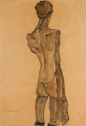 Stehender Mannlicher Ruckenakt by Egon Schiele Oil Painting