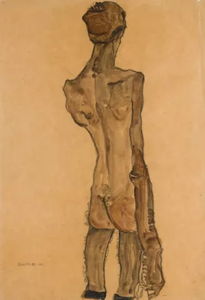Stehender Mannlicher Ruckenakt Oil painting by Egon Schiele