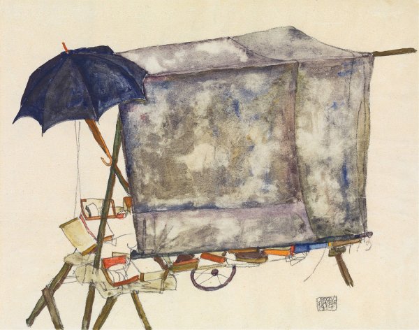 Street Cart  by Egon Schiele - Hand-Painted Oil Painting Reproduction