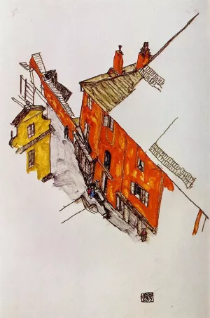 Street in Krumau by Egon Schiele Oil Painting