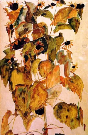 Sunflowers III by Egon Schiele Oil Painting