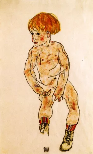 The Artist's Nephew, Anton Peschka, Jr by Egon Schiele Oil Painting