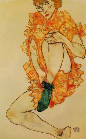 The Green Stocking Oil painting by Egon Schiele